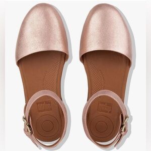 FitFlop Cova Slip-On Metallic Rose Gold Women’s Sandals Size 7.5 Apple Blossom